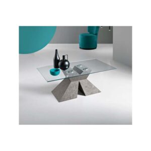 Tavolino scirocco cemento con piano in vetro