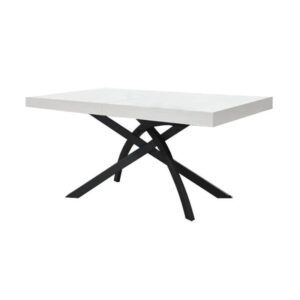 Tavolo allungabile Gambe in metallo e Piano Bianco Frassinato
